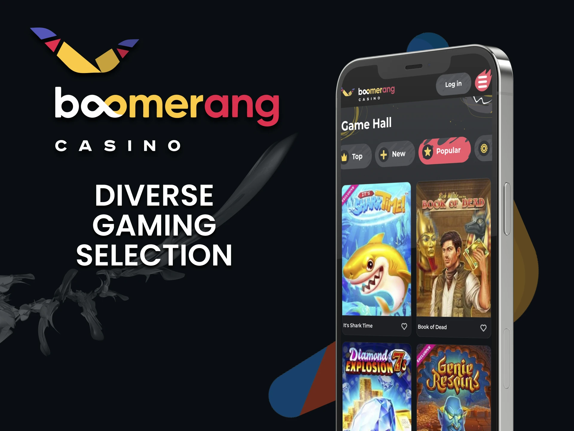 Boomerang Casino app offers a lot of different games.