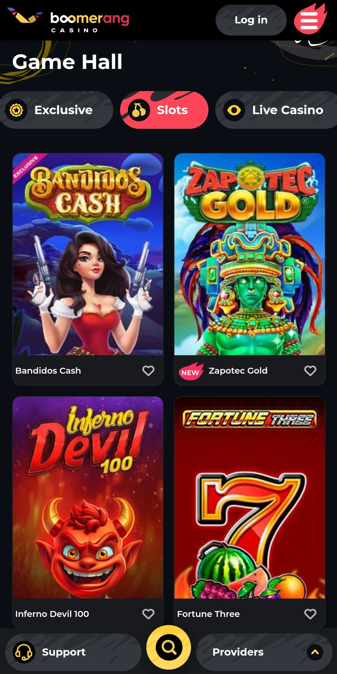 Play on the website of the mobile version on iOS from Boomerang Casino.