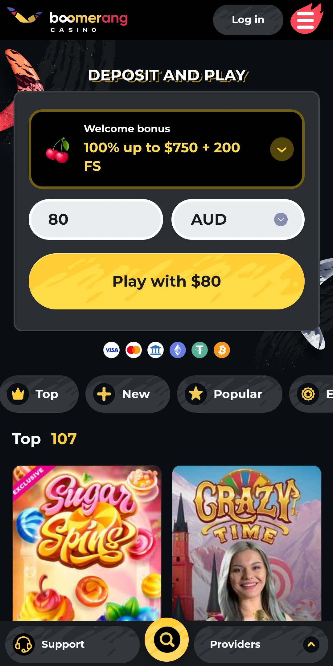 Visit the site for the mobile version on iOS from Boomerang Casino.