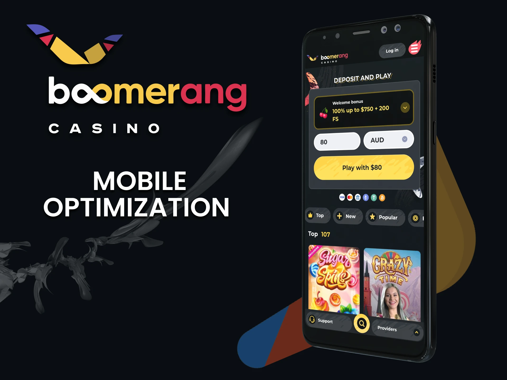 Boomerang Casino is optimized for phones.