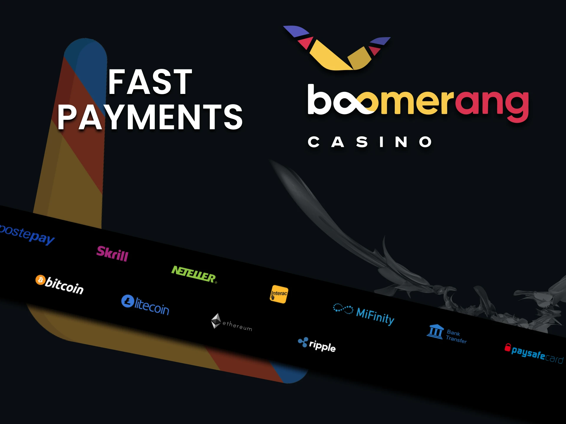Find out about payment methods at Boomerang Casino.
