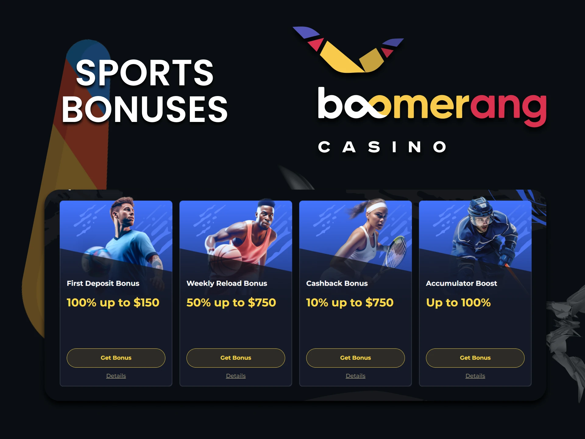 Get a sports betting bonus from Boomerang Casino.