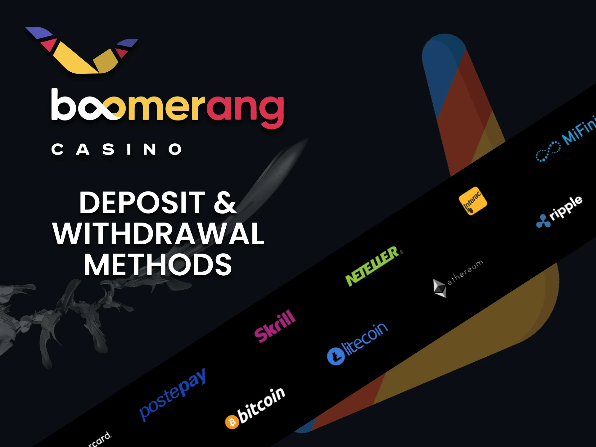 Find out about the transaction methods at Boomerang Casino.